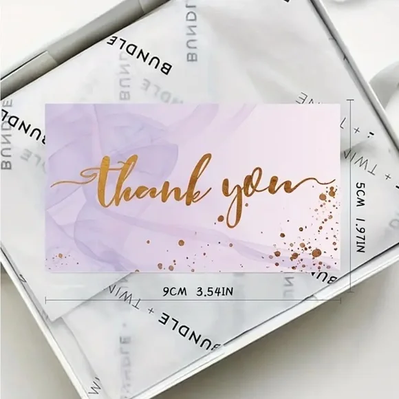 💜 NWT Purple and Gold Thank You Cards (50 Cards) - Picture 3 of 6